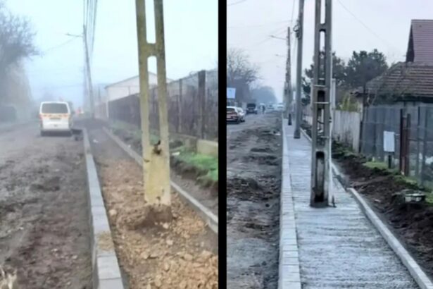 dorel recidiveaza stalpi de electricitate amplasati direct pe trotuar pietonii sunt nevoiti sa mearga pe carosabil ca sa nu ii ia in brate 693da3a424692