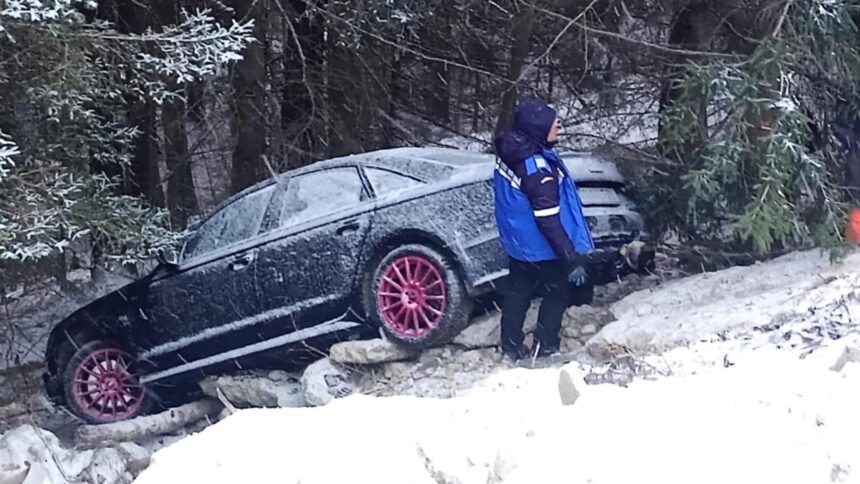 masina prabusita in rapa la rausor capcana naturala care a dus la asemenea situatie salvata doar cu ajutorul jandarmilor montani 6954376ab3993