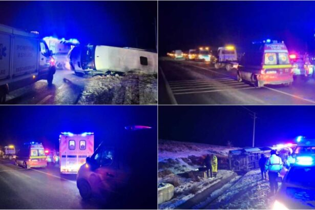 alerta in judetul suceava un microbuz cu 11 persoane s a rasturnat pe sosea foto 696b4159c334e