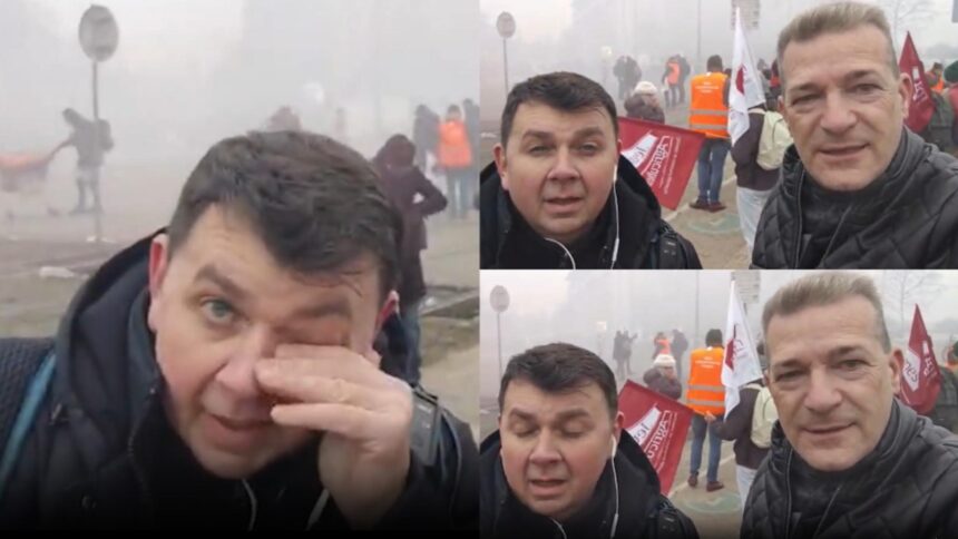 jurnalistul realitatea plus gazat la protestul fermierilor de la strasbourg ne au dat gata exact in mijloc ne au prins 696fbe672fa14