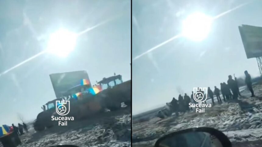protest spontan al fermierilor din suceava oamenii au iesit pe sosele cu zeci de tractoare video 696e2977040fc
