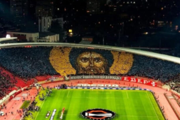 foto clubul steaua rosie belgrad amendat de uefa pentru o scenografie care prezenta o icoana a lui iisus 69c91796d03c2