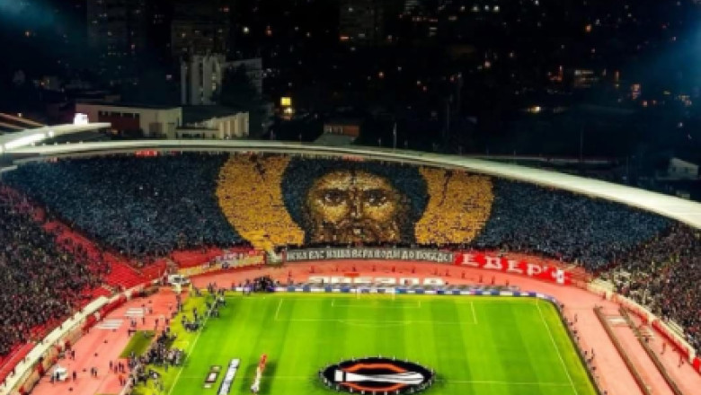 foto clubul steaua rosie belgrad amendat de uefa pentru o scenografie care prezenta o icoana a lui iisus 69c91796d03c2