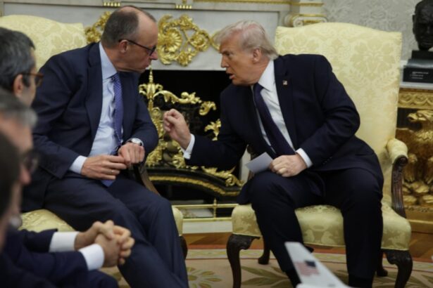 scene incredibile in biroul oval trump glumeste despre lovirea germaniei merz ramane impasibil video 69a848b5bc723